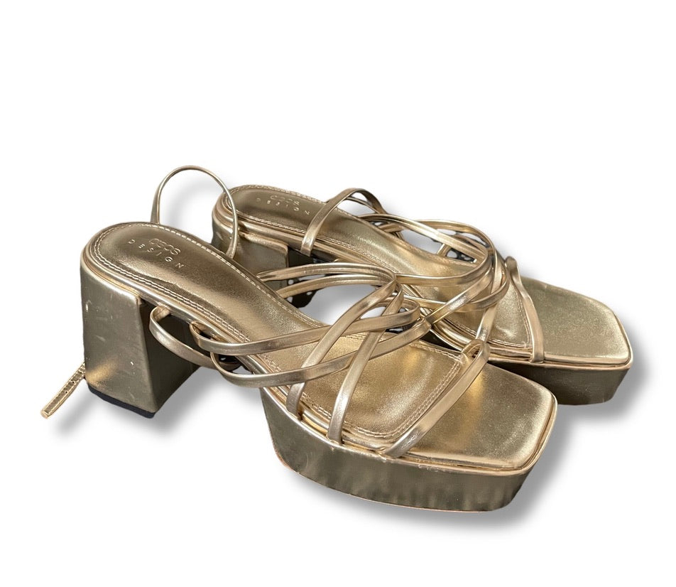 Asos Design 41 Schnür High Heels gold
