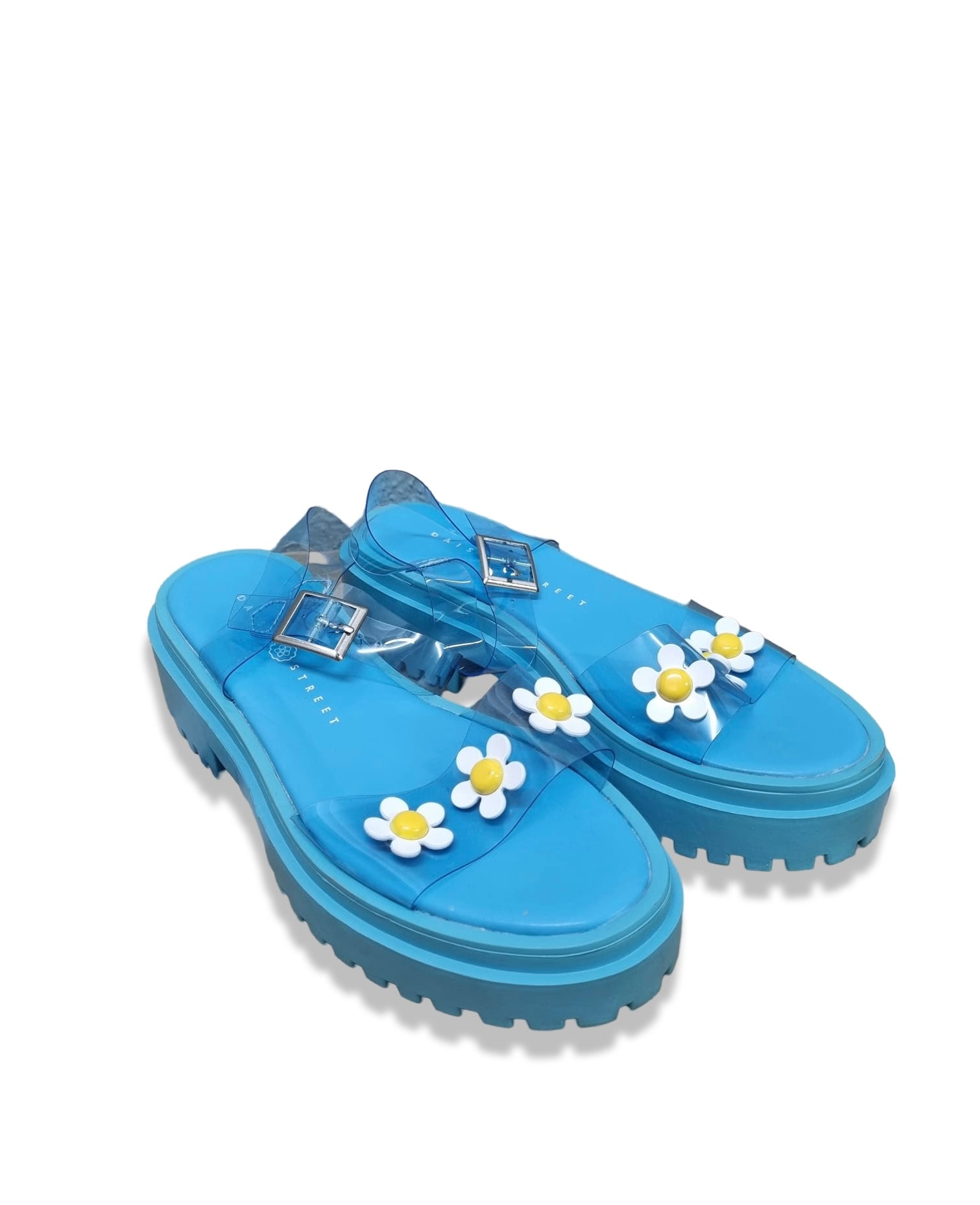 Blaue Sandalen Daisy Street mit Blümchen 36