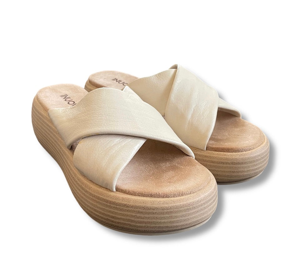 Inunovo Sandalen beige Schlappen Echtleder 38