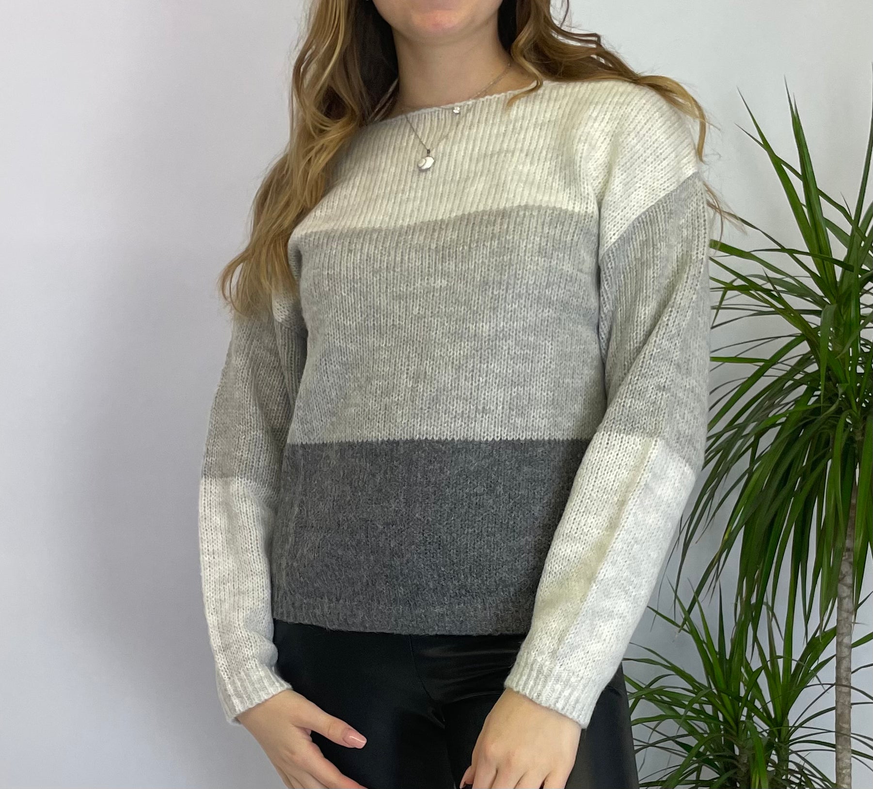 Lascana Strickpullover grau gestreift 36/38
