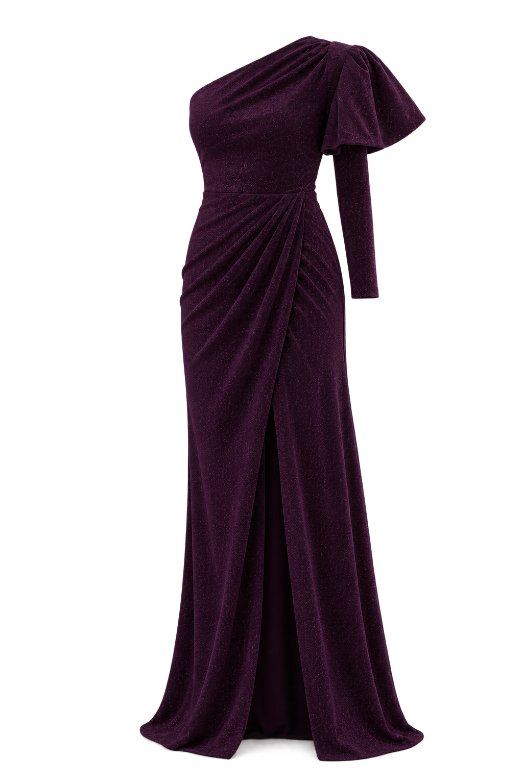 Purple One Shoulder Evening Gown