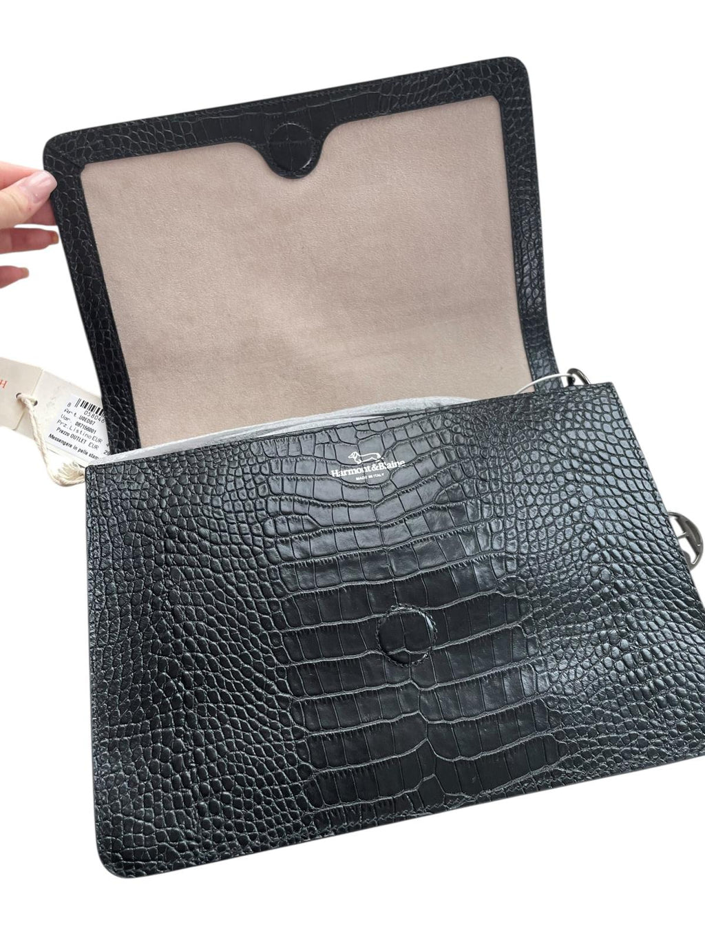 HARMONT & BLAINE Handtasche Schwarz Krokodiloptik