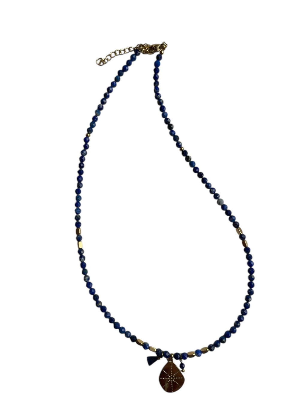COLLECTION IRL Halskette blaue Perlen & Medaillon
