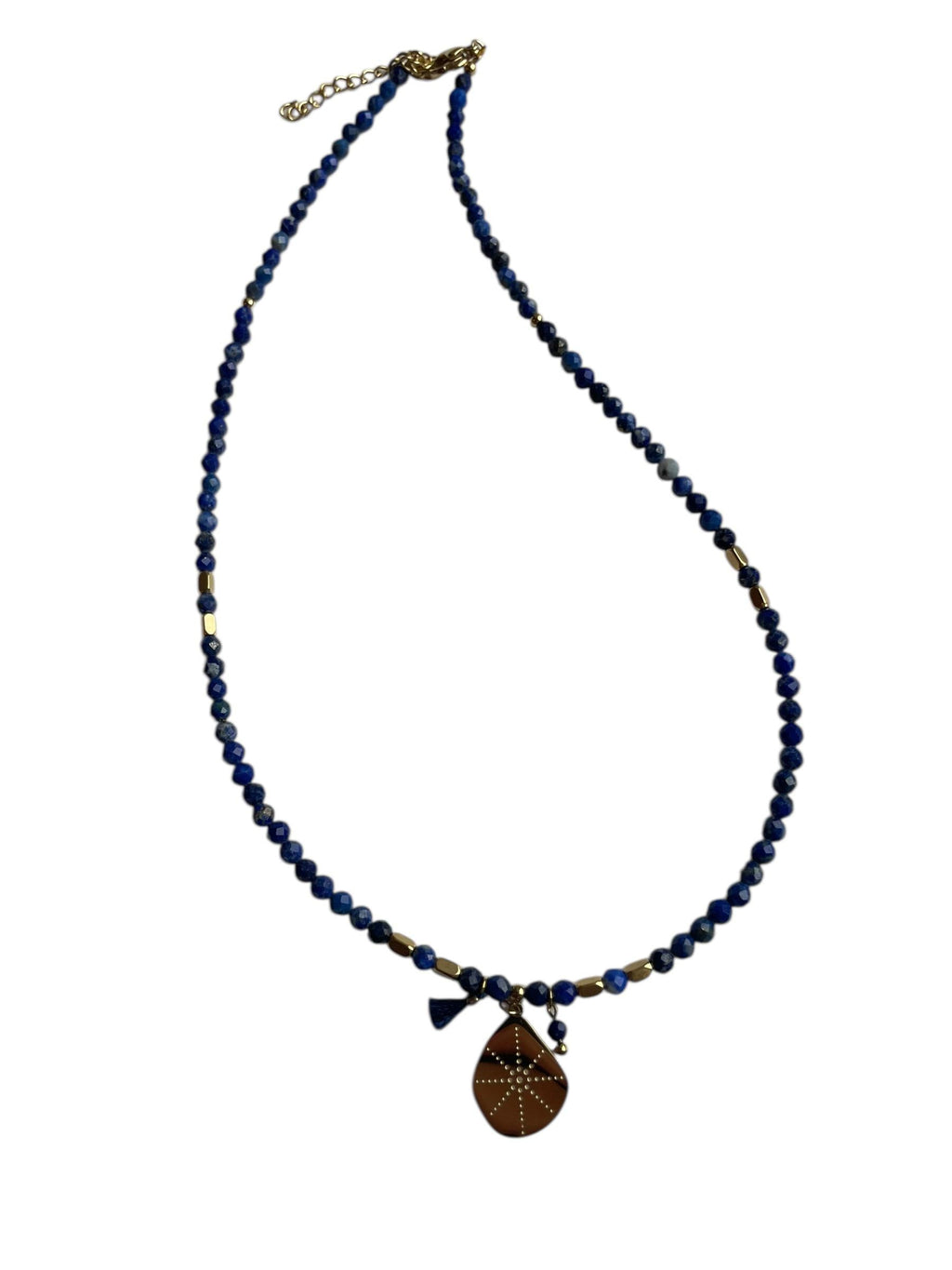 COLLECTION IRL Halskette blaue Perlen & Medaillon