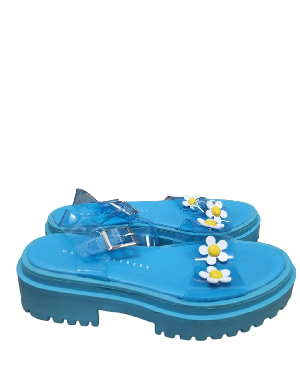 Blaue Sandalen Daisy Street mit Blümchen 36