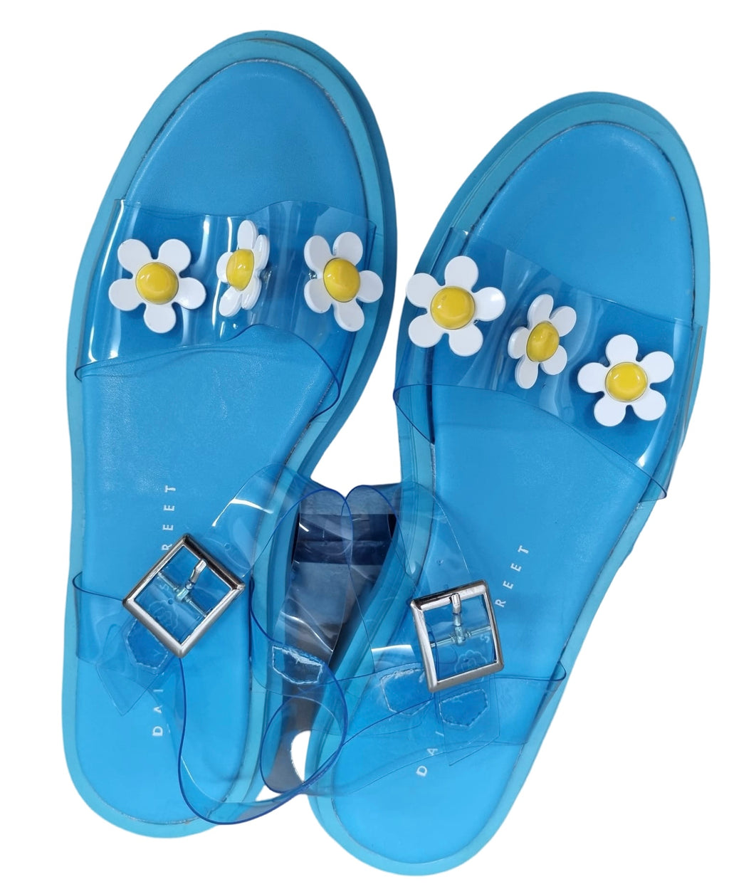 Blaue Sandalen Daisy Street mit Blümchen 36