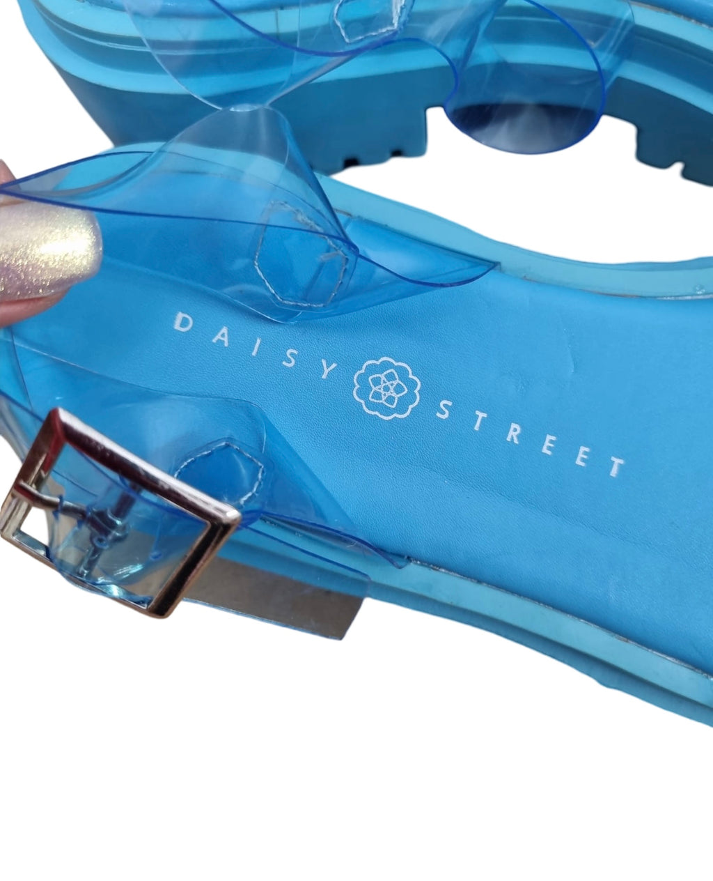 Blaue Sandalen Daisy Street mit Blümchen 36