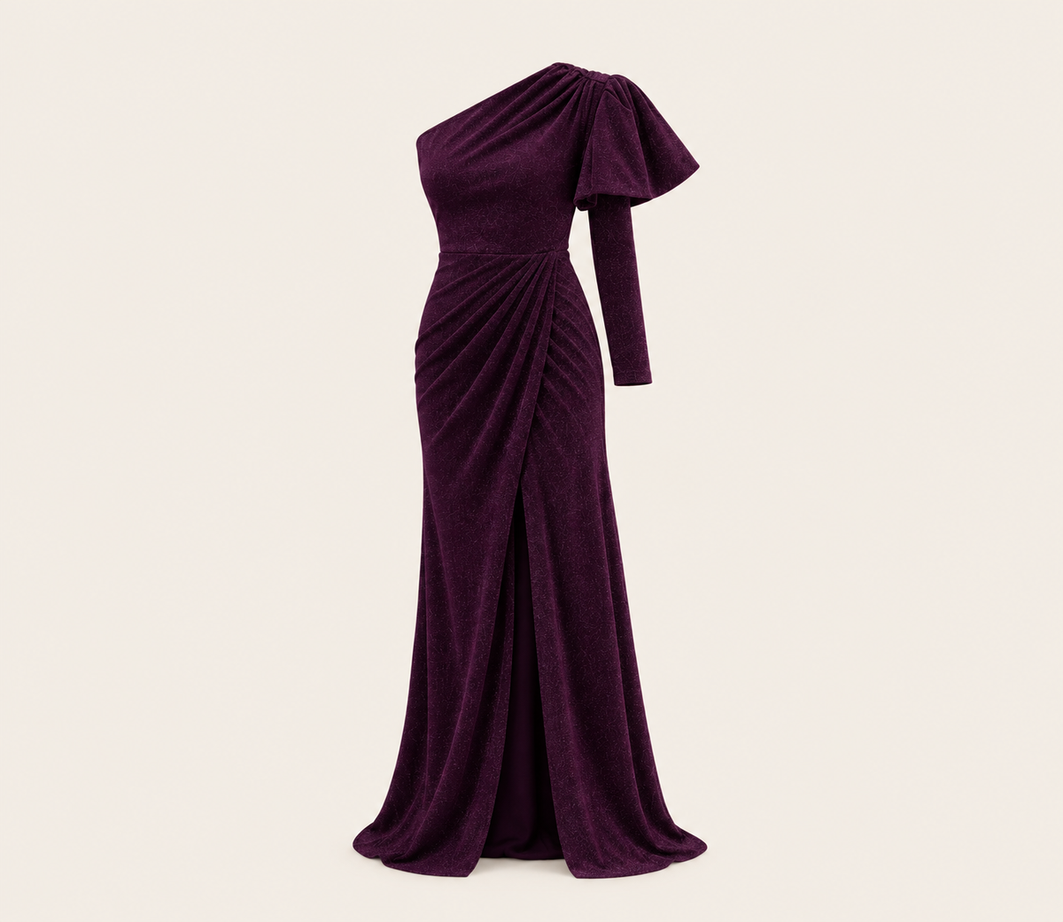 Purple One Shoulder Evening Gown