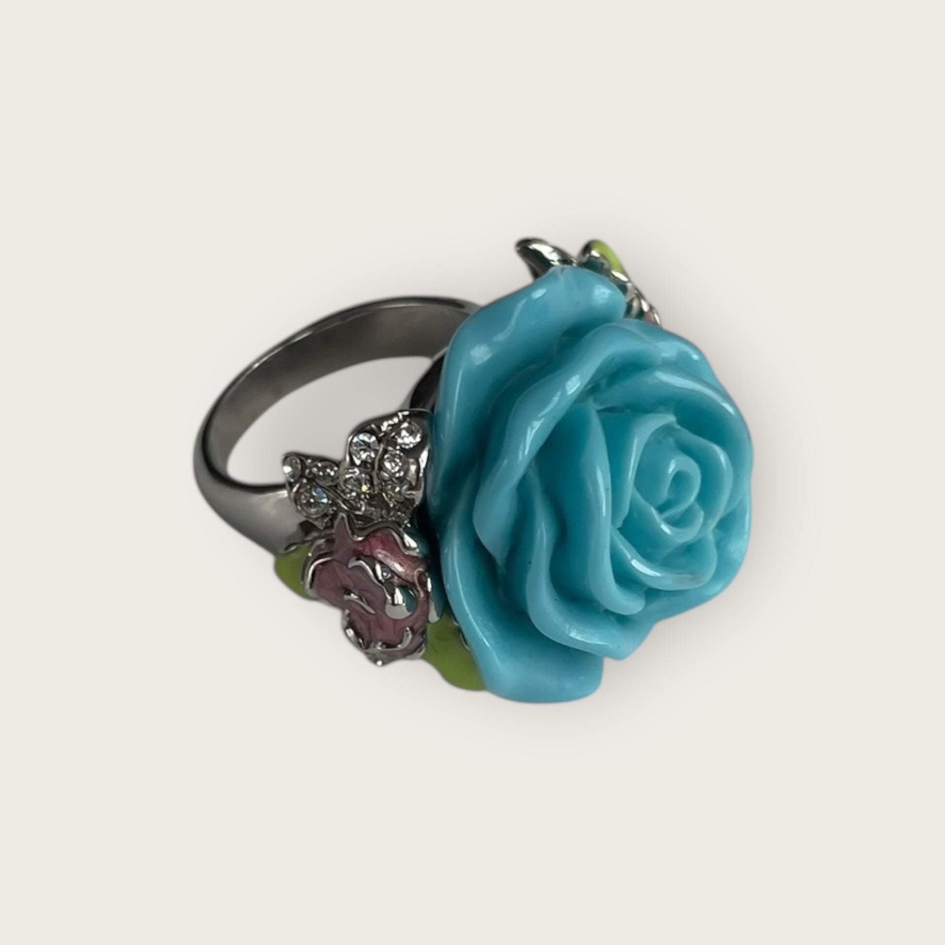 OPAL VENDOME Ring Silber Blaue Rose 58