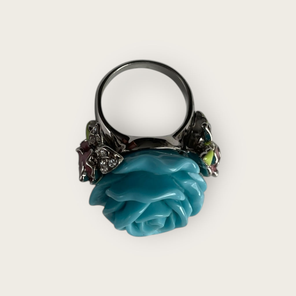 OPAL VENDOME Ring Silber Blaue Rose 58