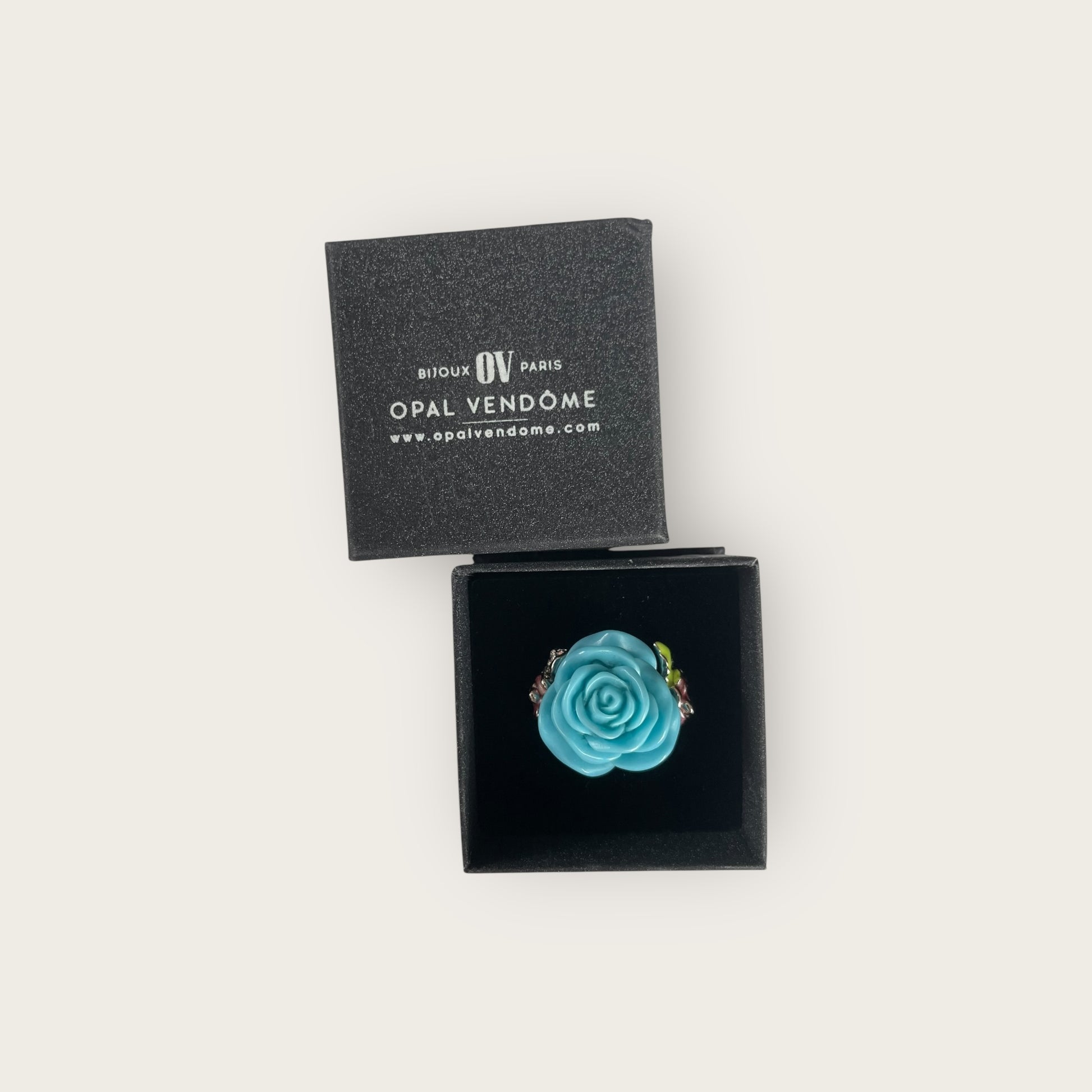 OPAL VENDOME Ring Silber Blaue Rose 58