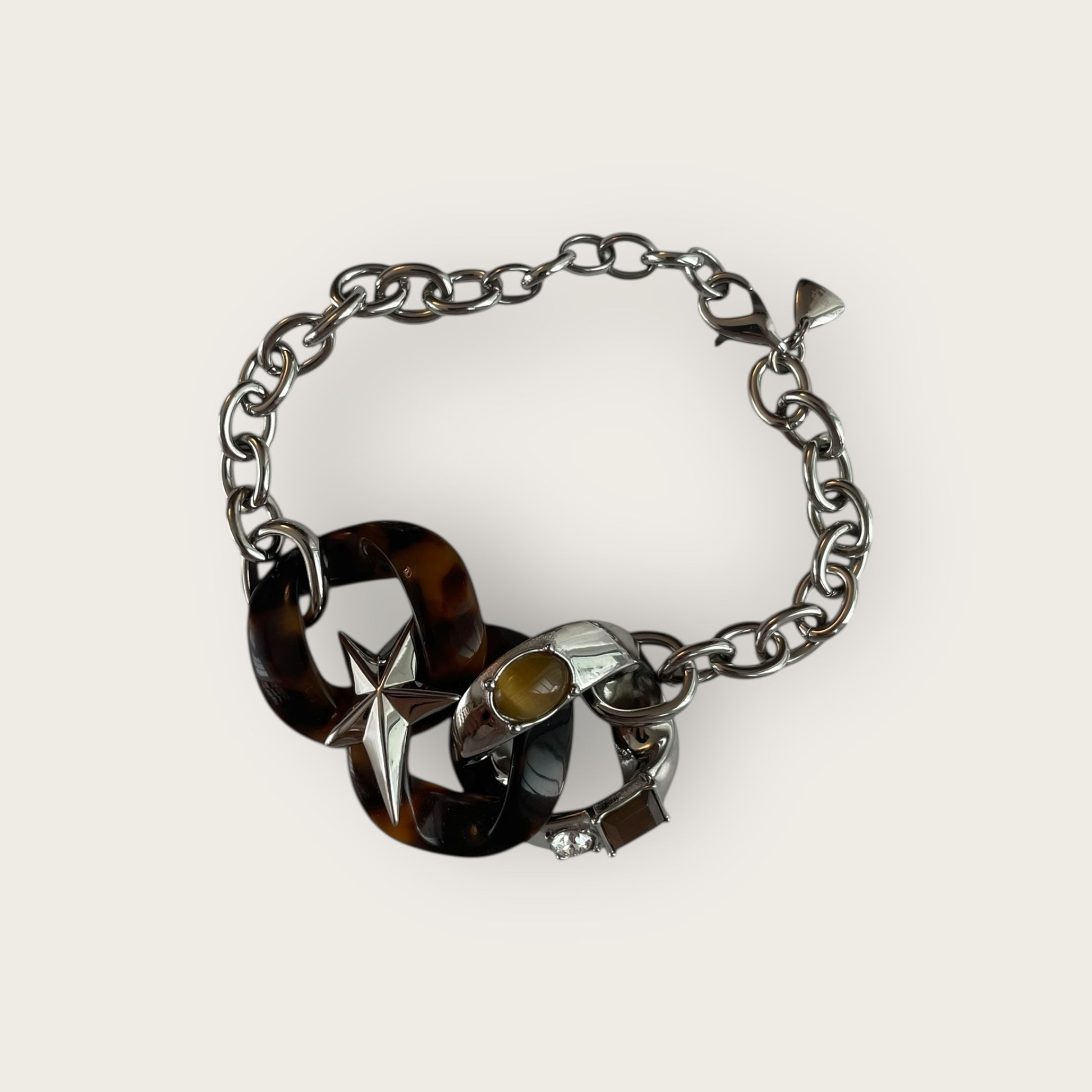 THIERRY MUGLER Vintage Armband Silber Braun